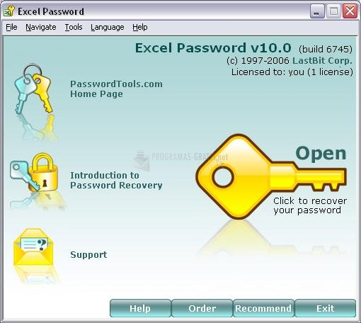 Pantallazo Excel Password