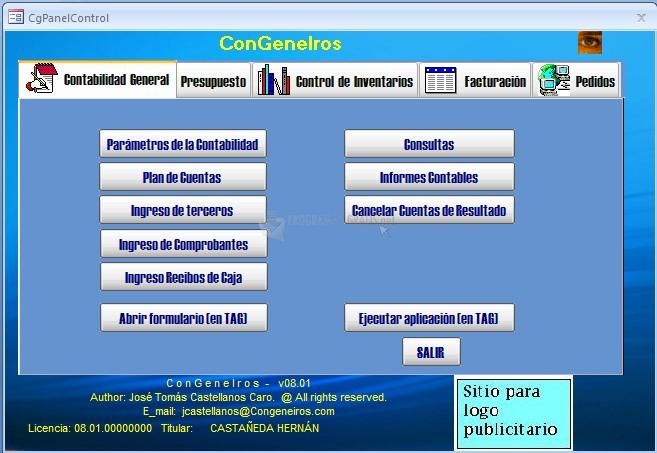Pantallazo ConGeneIros para Access 2000