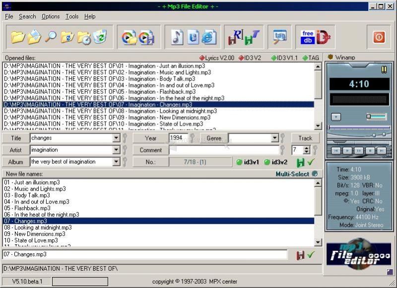 Pantallazo MP3 File Editor