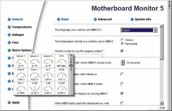 Pantallazo MotherBoard Monitor