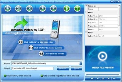 Pantallazo Amadis 3GP Video Converter