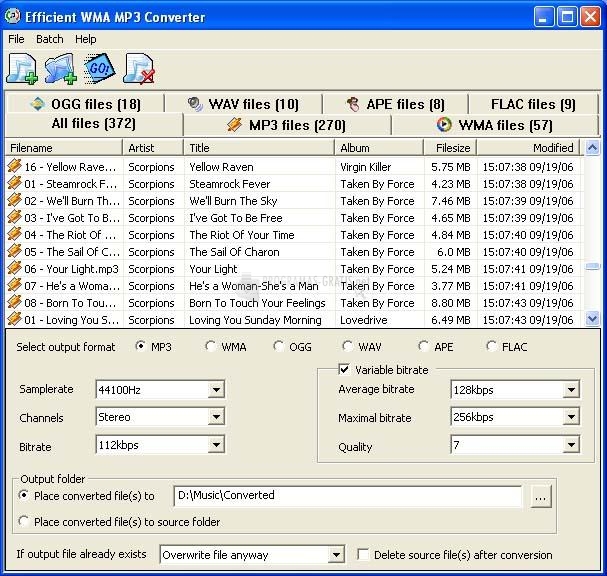 Pantallazo Efficient WMA MP3 Converter