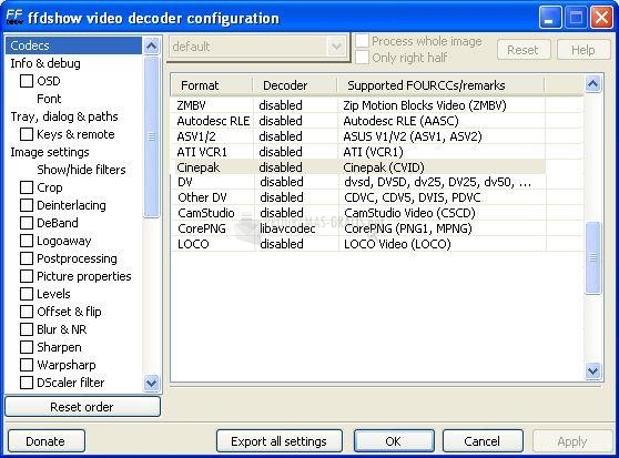 Pantallazo FFDShow MPEG-4 Video Decoder