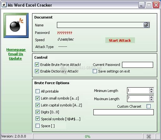 Pantallazo MS Word Excel Cracker