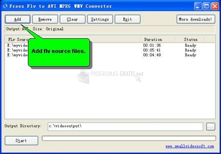 Pantallazo Freez FLV to AVI/MPEG/WMV Converter