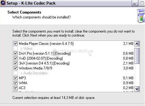 Pantallazo K-Lite Codec Pack Standard