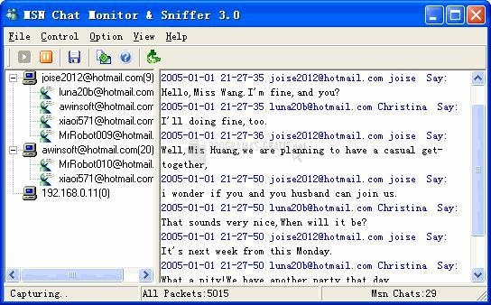 Pantallazo MSN Chat Monitor