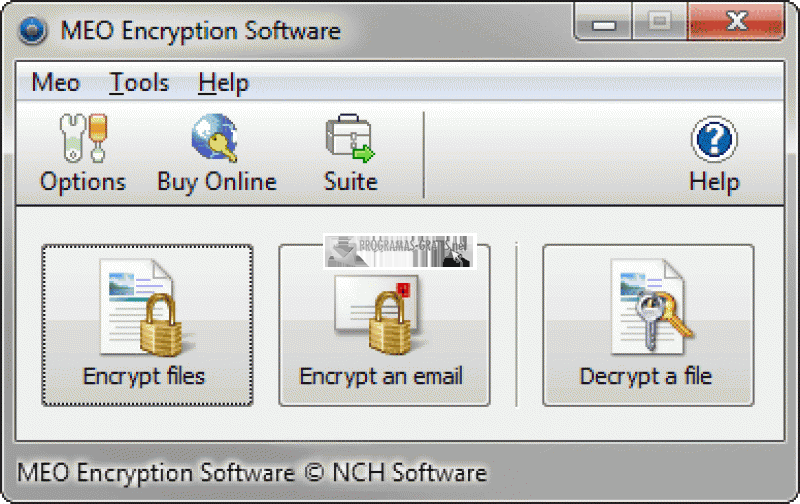 Pantallazo MEO File Encryption Software