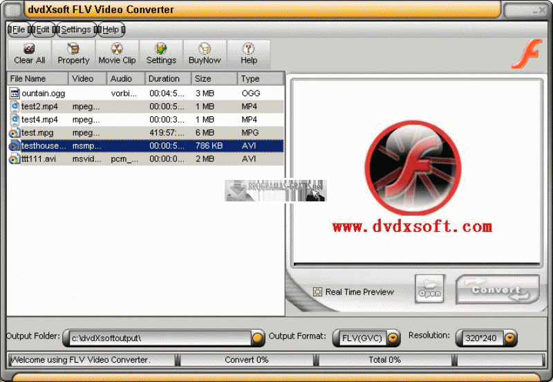 Pantallazo Dvdxsoft FLV Video Converter