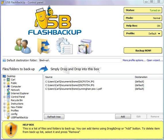 Pantallazo USB Flash Backup