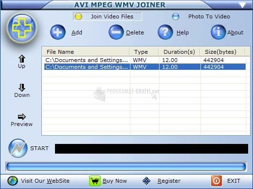 Pantallazo AVI MPEG WMV Joiner