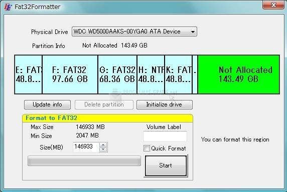 Pantallazo Fat32 Formatter