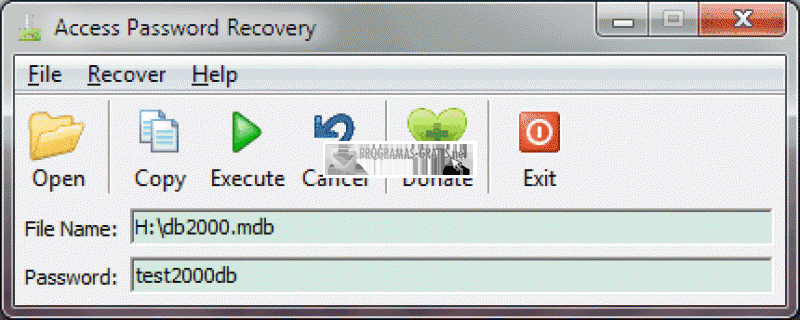 Pantallazo Triunsoft Access Password Recovery