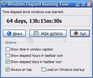 Pantallazo Windows Elapsed Running Time
