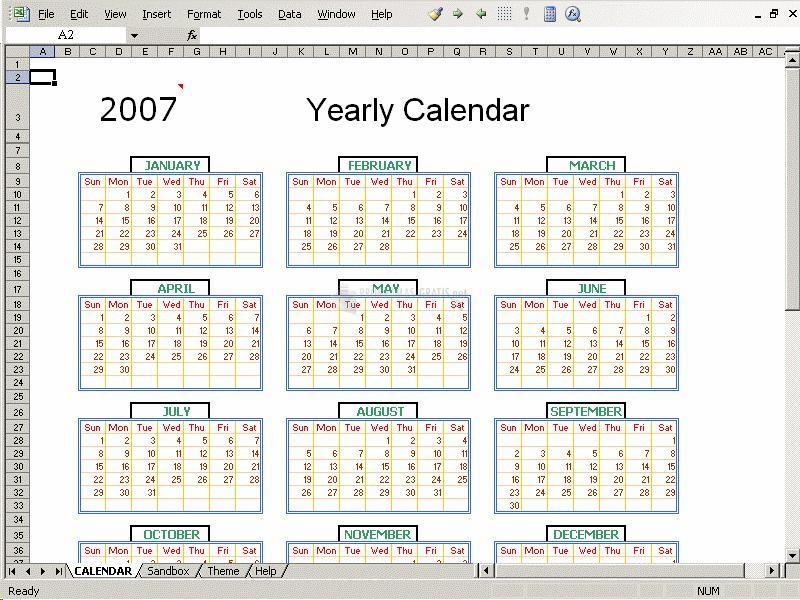 Pantallazo Excel Calendar Creator