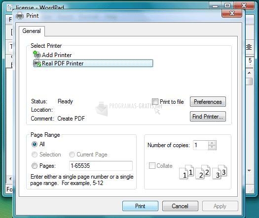 Pantallazo Real PDF Printer