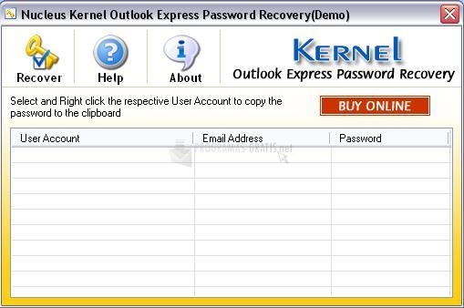 Pantallazo Nucleus Kernel Outlook Password R.