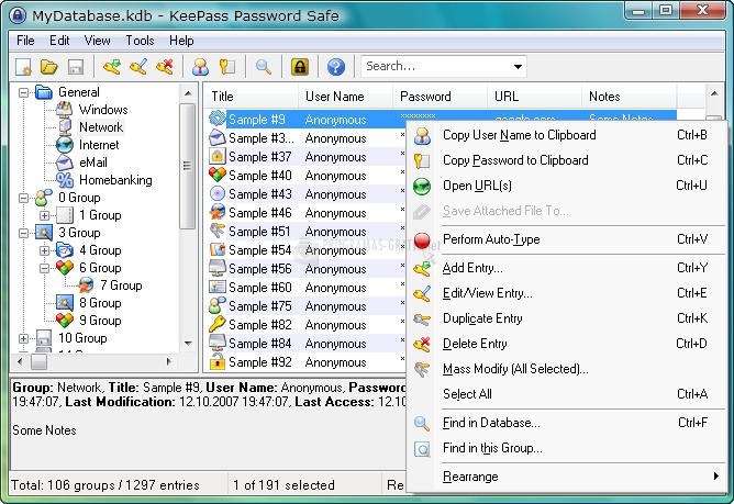 Pantallazo KeePass Password Safe Portable