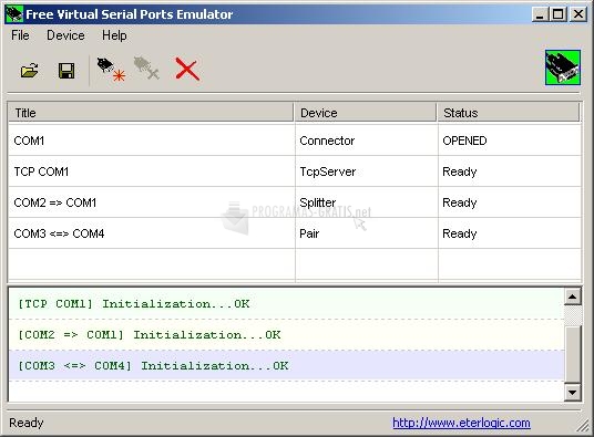 Pantallazo Free Virtual Serial Ports Emulator