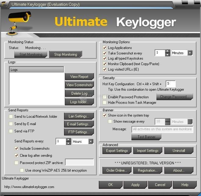 Pantallazo Ultimate Keylogger