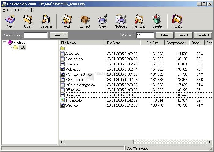 Pantallazo Desktop Zip 2008