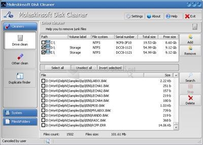 Pantallazo MoleskinSoft Disk Cleaner