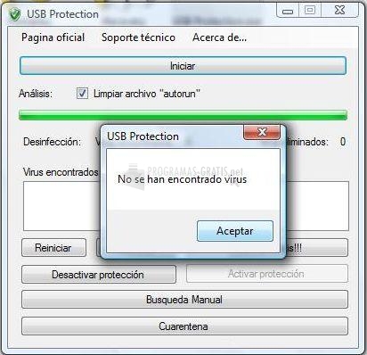Pantallazo USB Protection