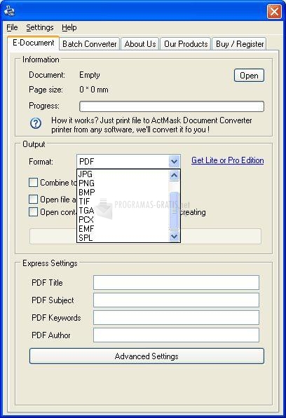 Pantallazo ActMask Document Converter PRO