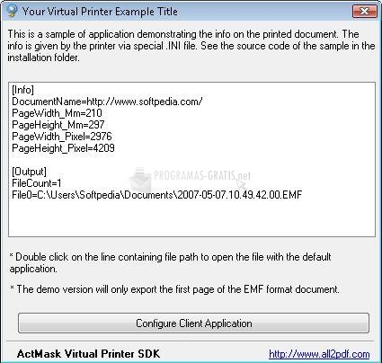 Pantallazo ActMask EMF Virtual Printer SDK