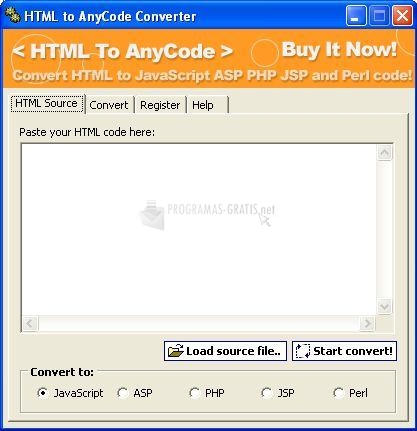 Pantallazo HTML to AnyCode Converter