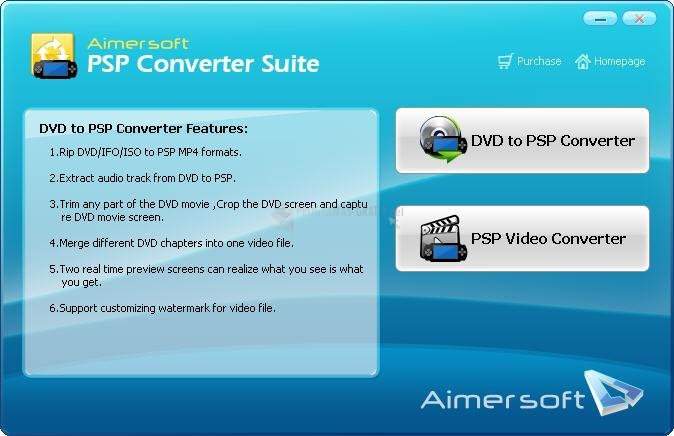 Pantallazo Aimersoft PSP Converter Suite