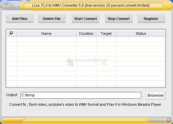 Pantallazo Lisasoft FLV to WMV Converter