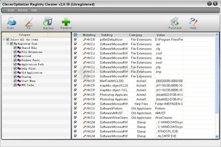 Pantallazo Clever Optimizer Registry Cleaner
