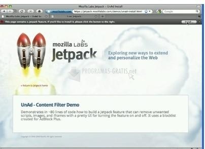 Pantallazo Jetpack Firefox