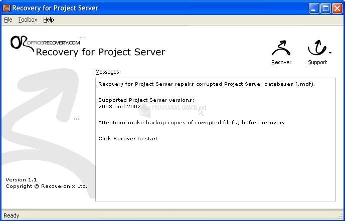 Pantallazo Recovery for Project Server