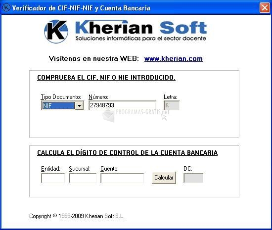 Pantallazo Verificador CIF NIF Kherian