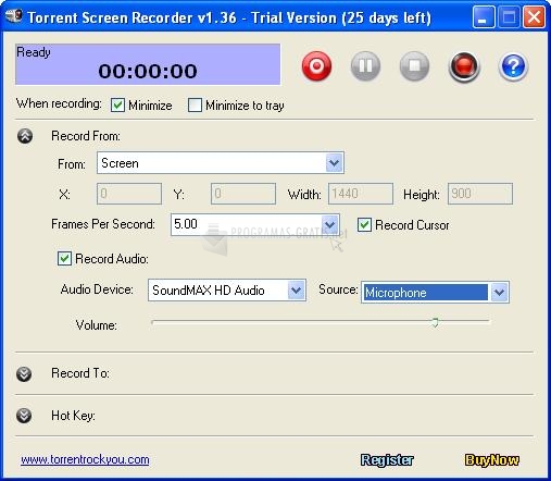 Pantallazo Torrent Screen Recorder