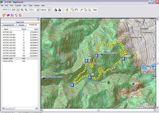 Pantallazo Garmin Mapsource