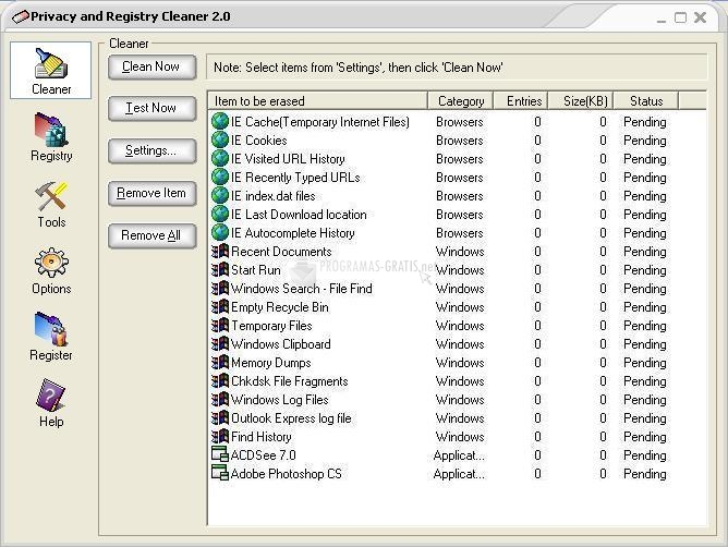 Pantallazo Itusoft Privacy and Registry Cleaner