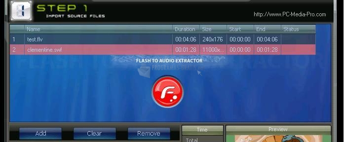 Pantallazo Flash to Audio Extractor
