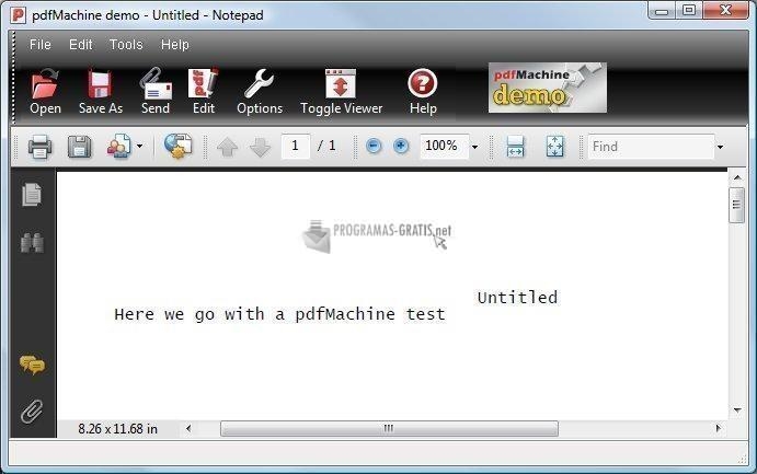 Pantallazo PDF Machine Portugues