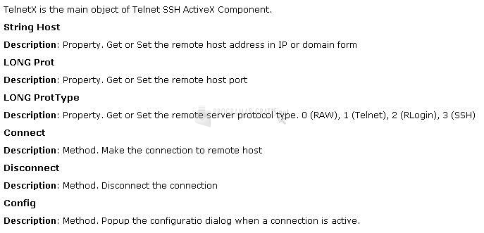 Pantallazo Telnet SSH ActiveX