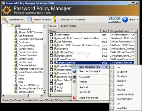 Pantallazo Password Policy Manager