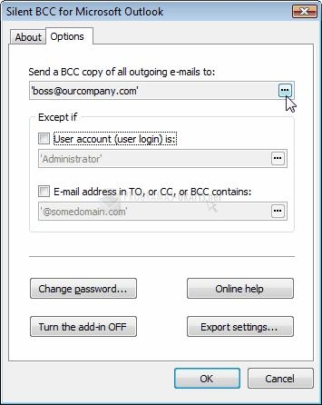 Pantallazo Silent BCC for MS Outlook