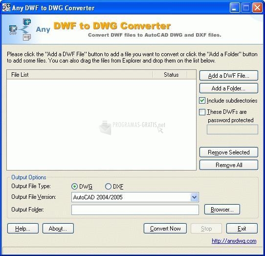 Pantallazo Any DWF to DWG Converter