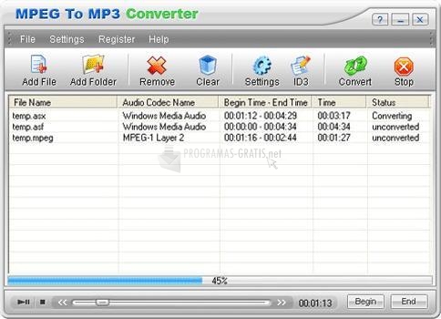 Pantallazo MPEG To MP3 Converter