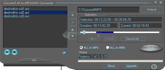 Pantallazo All Audio/Video to MP3/WAV Converter