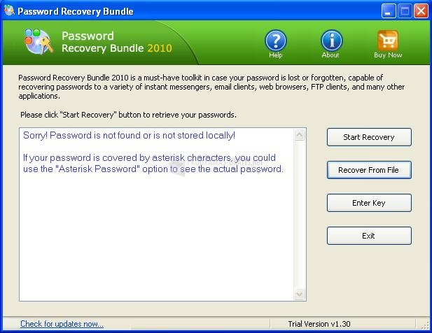 Pantallazo Password Recovery Bundle 2010