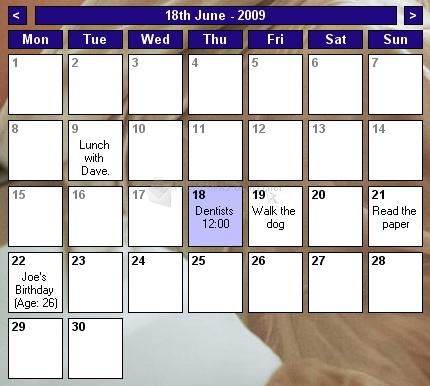 Pantallazo Tinnes Desktop Calendar