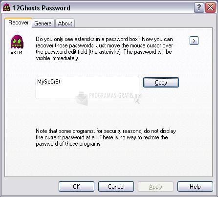 Pantallazo 12Ghosts Password